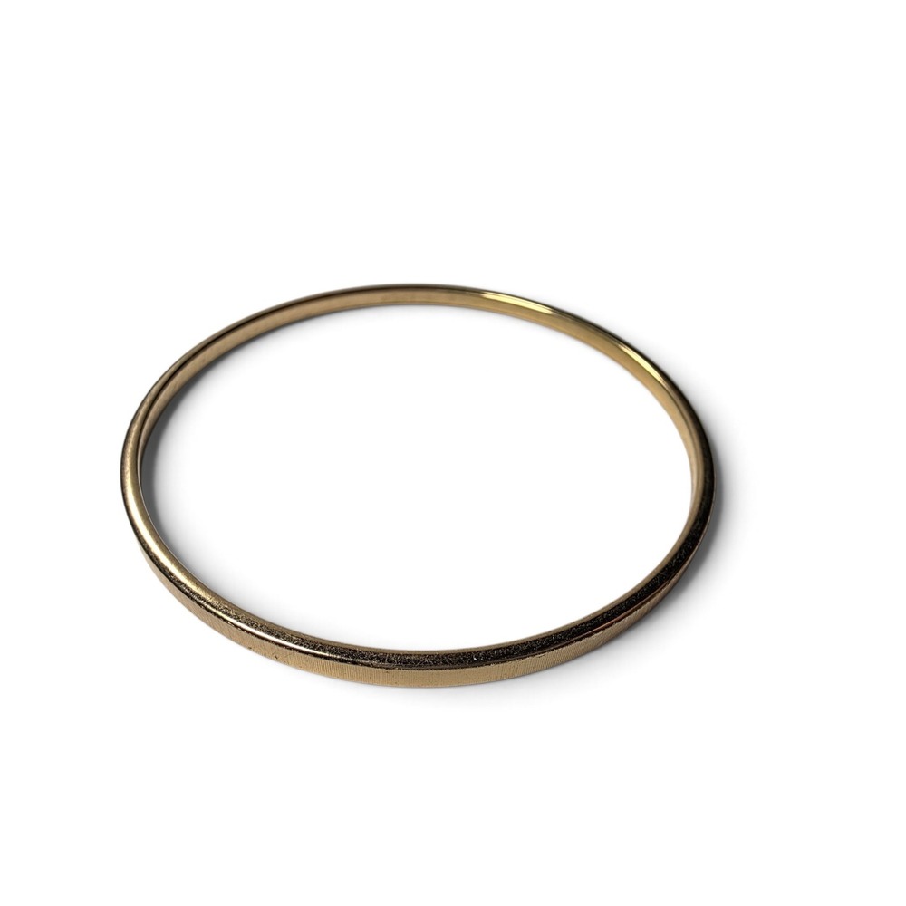 Vintage Monet Textured Gold Tone Bangle Bracelet Slim Vertical Line Pattern